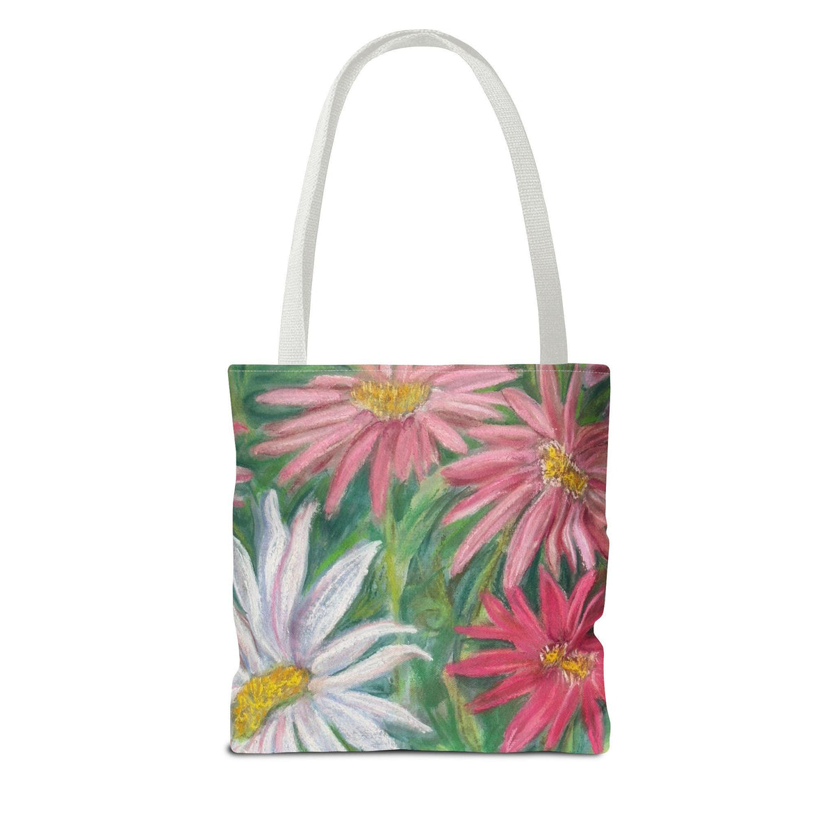 Pink Daisy Watercolor Tote Bag: Floral Garden Shoulder Bag