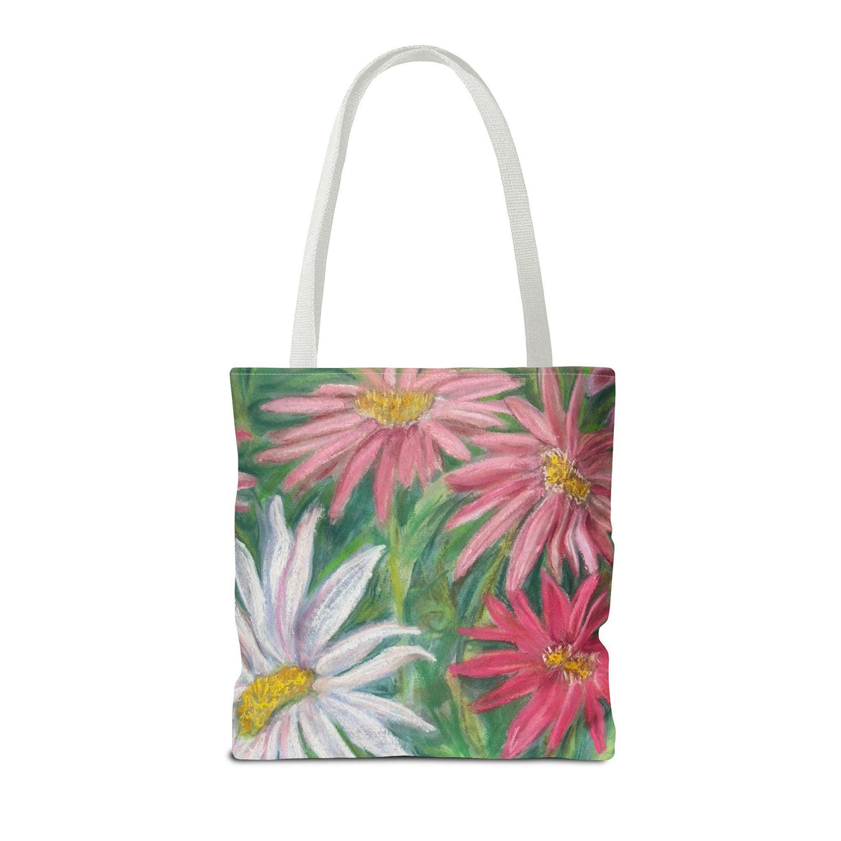 Pink Daisy Watercolor Tote Bag: Floral Garden Shoulder Bag