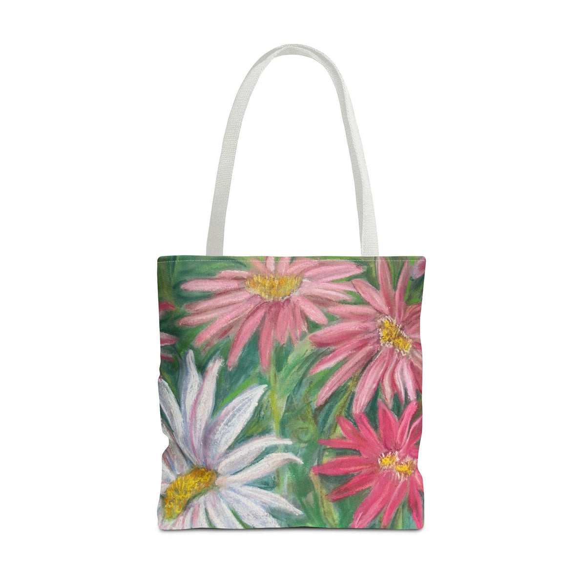 Pink Daisy Watercolor Tote Bag: Floral Garden Shoulder Bag