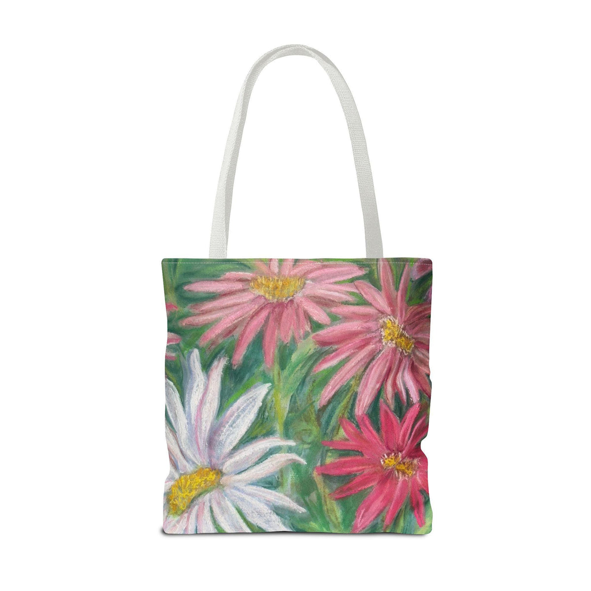 Pink Daisy Watercolor Tote Bag: Floral Garden Shoulder Bag