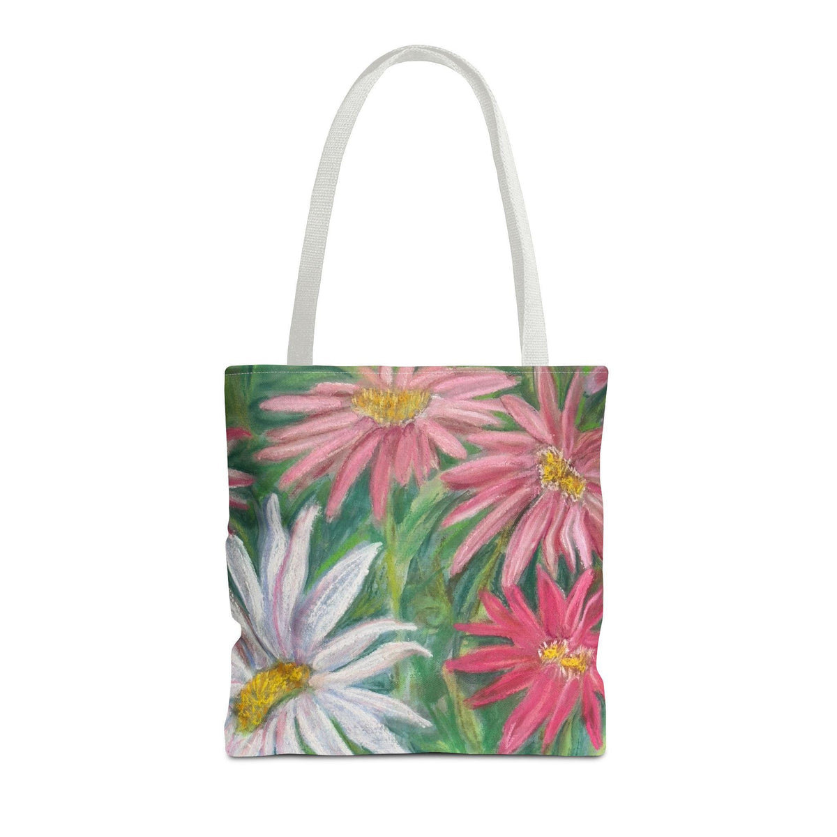 Pink Daisy Watercolor Tote Bag: Floral Garden Shoulder Bag