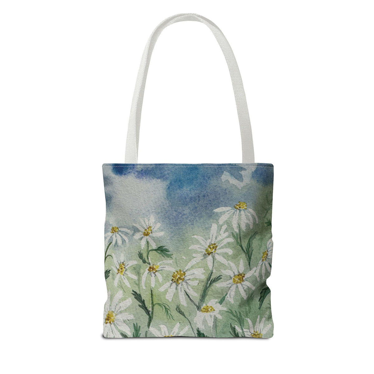 Watercolor Daisy Tote Bag, Floral Market Tote, Botanical Meadow Print