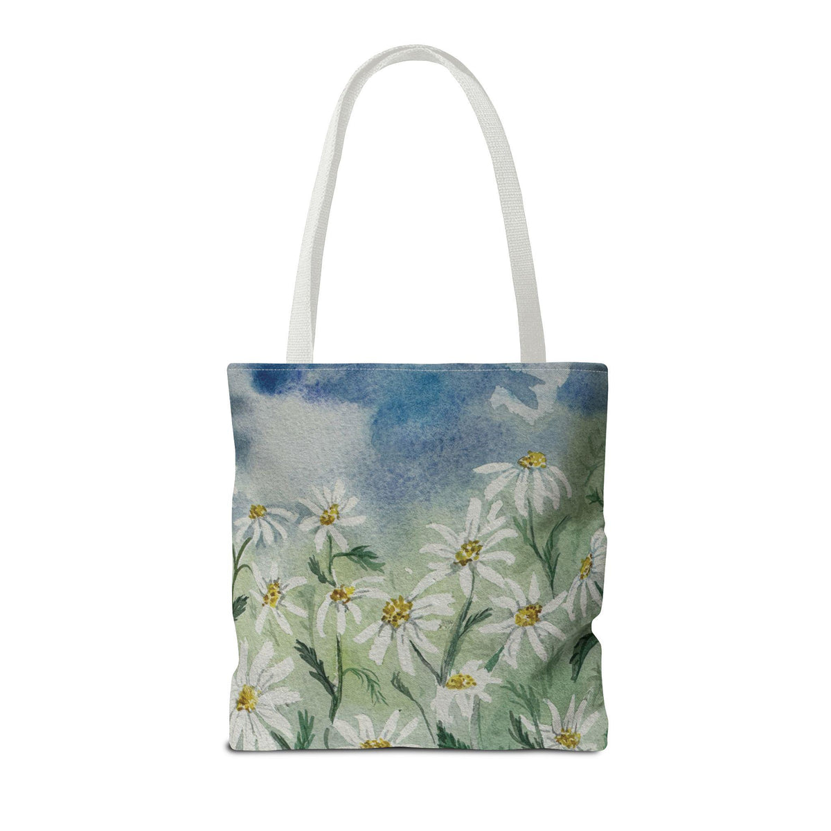 Watercolor Daisy Tote Bag, Floral Market Tote, Botanical Meadow Print
