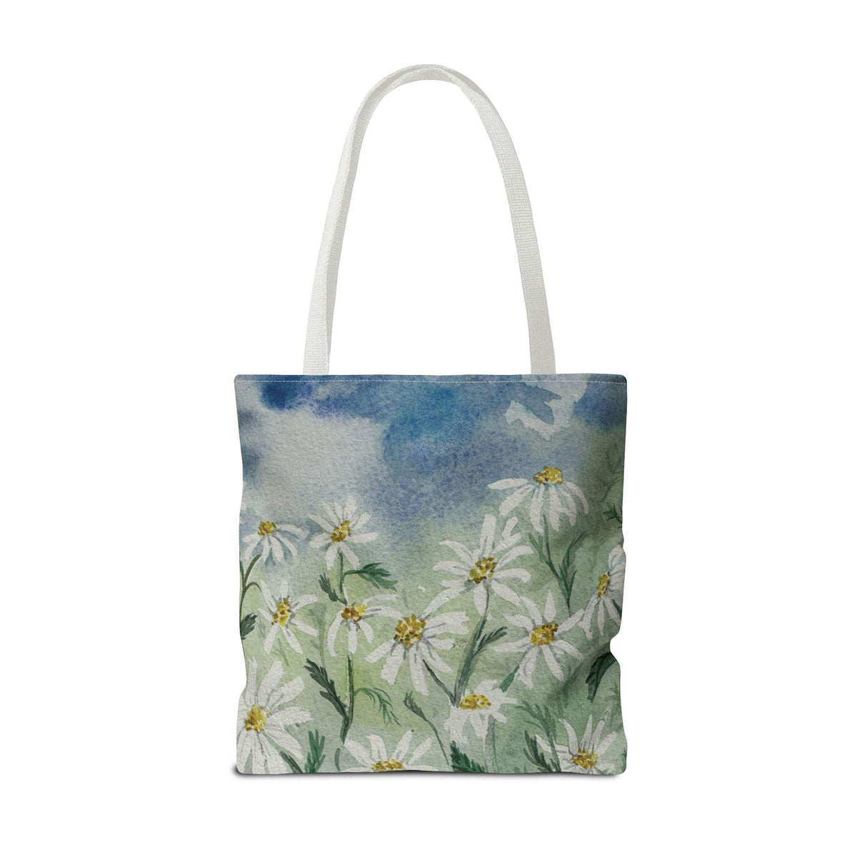 Watercolor Daisy Tote Bag, Floral Market Tote, Botanical Meadow Print
