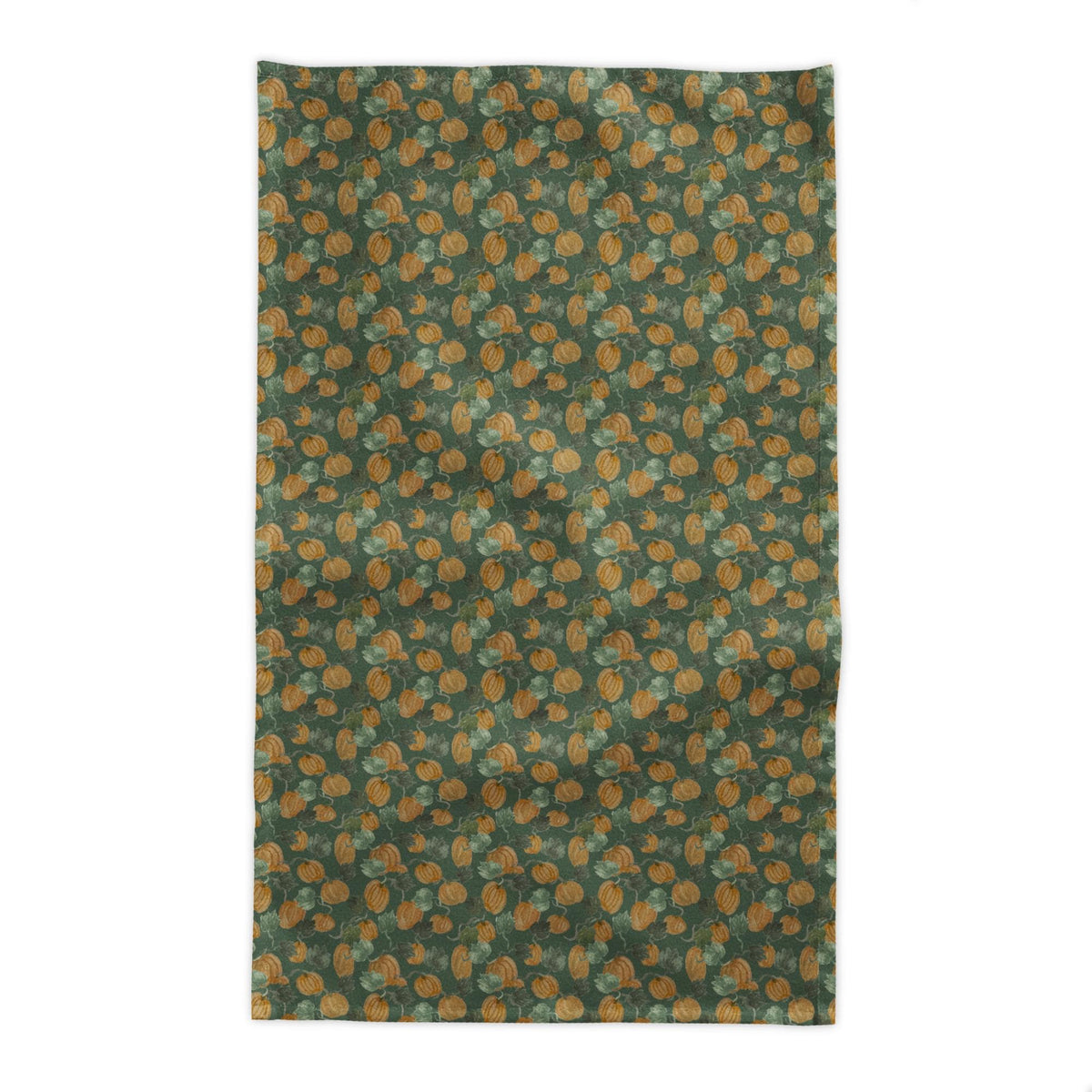 Fall Retro Pumpkin Patch - Forest Green Cotton Twill Tablecloth 2 Sizes