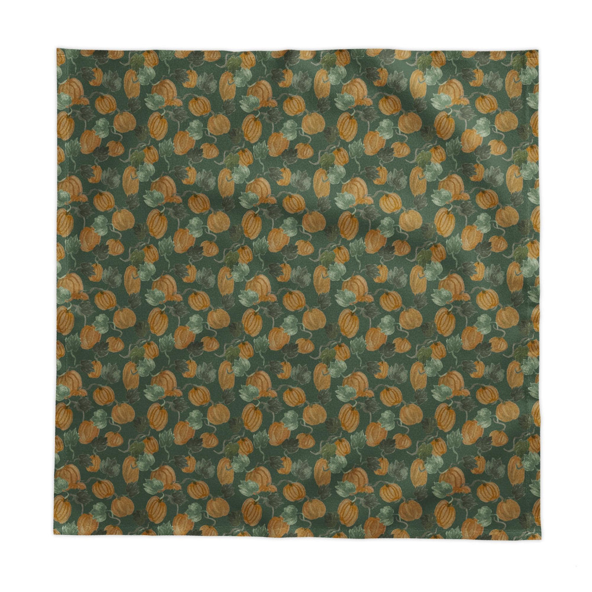 Fall Retro Pumpkin Patch - Forest Green Cotton Twill Tablecloth 2 Sizes