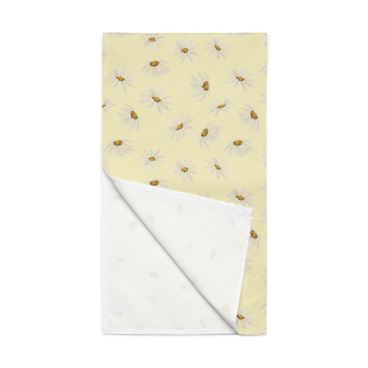 Sunny Daisy Table Runner Coffee Bar– Soft Yellow Floral Linen Decor