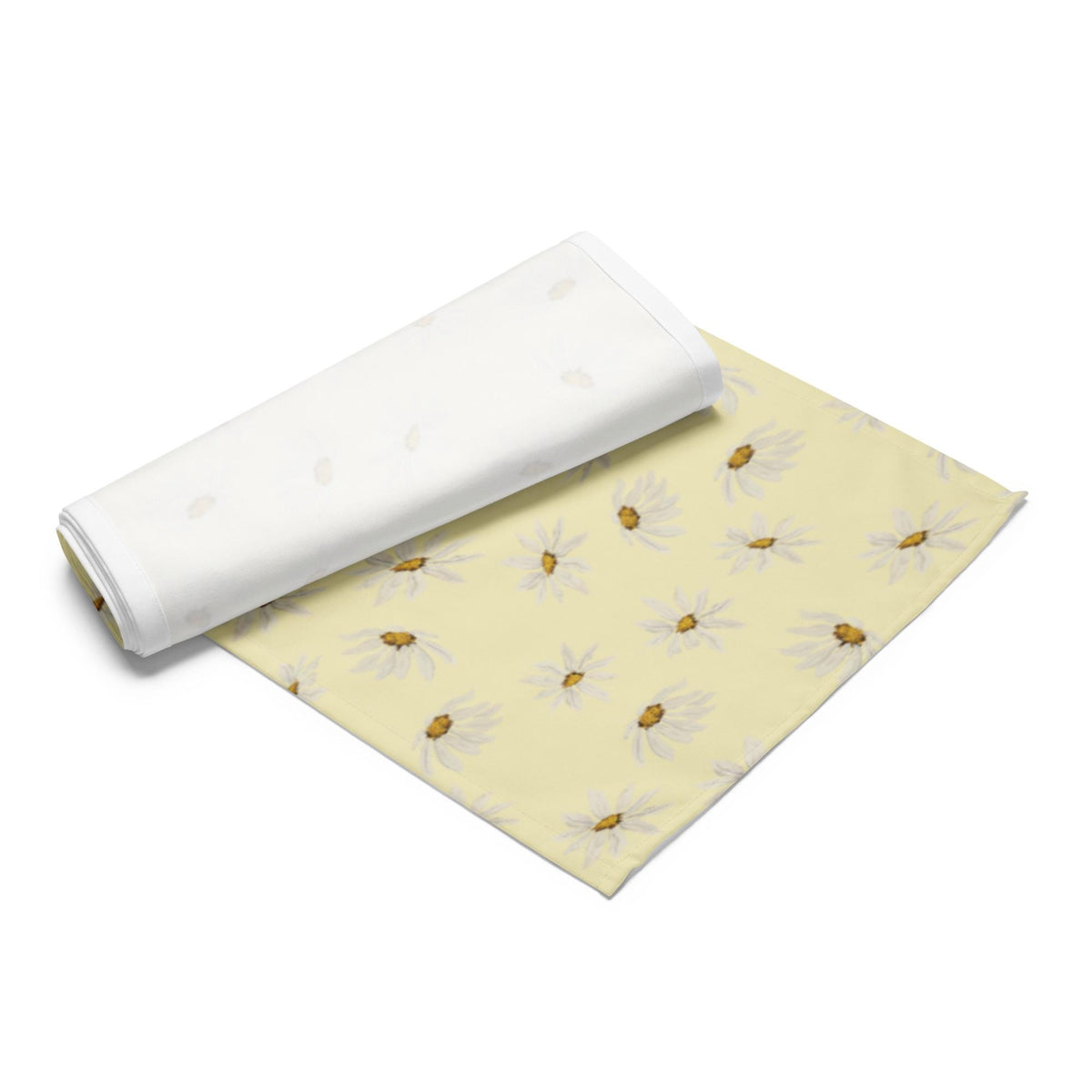 Sunny Daisy Table Runner Coffee Bar– Soft Yellow Floral Linen Decor