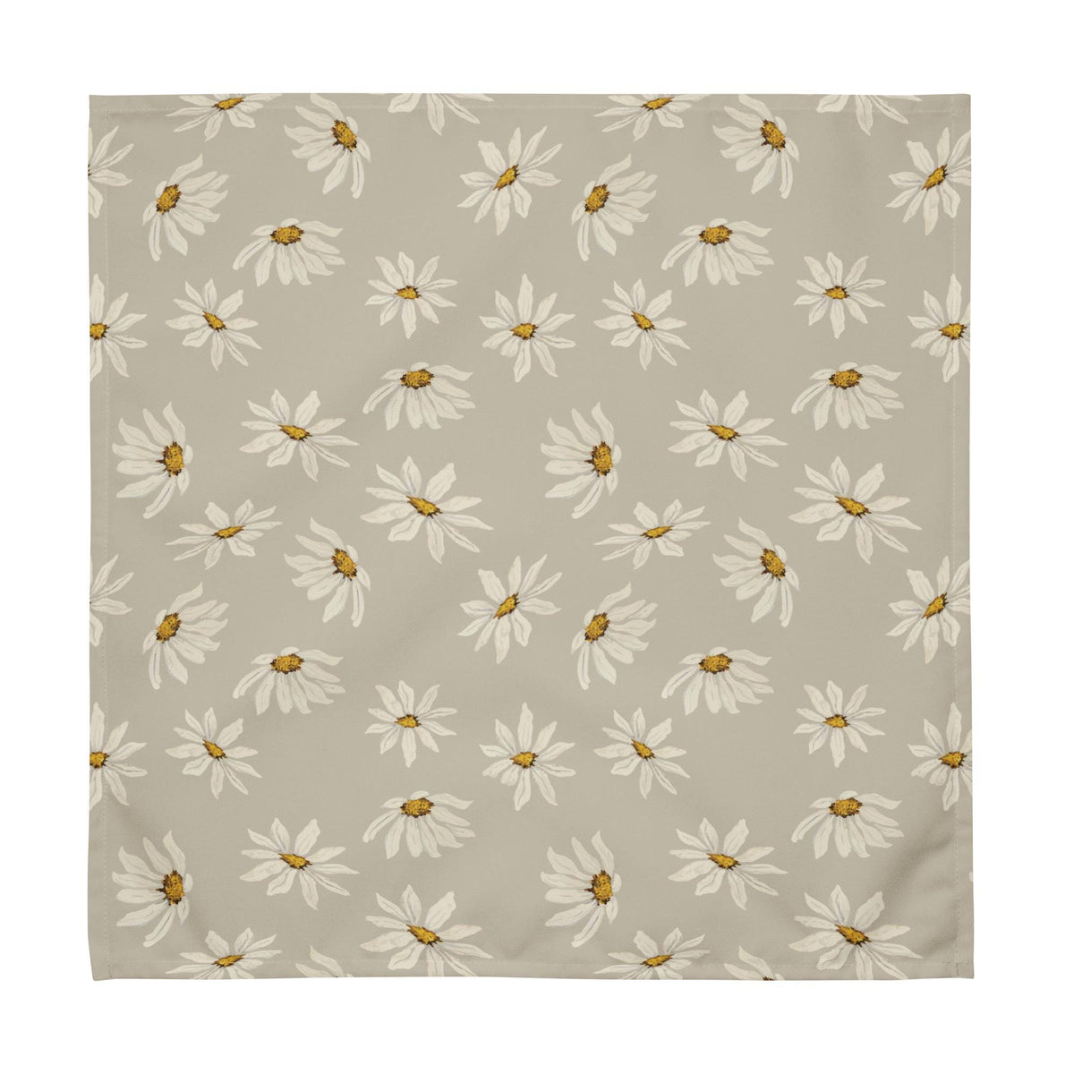 Cream Daisies on Stone Taupe Ground Cloth Napkin Set Beige Floral Dinner Napkins Farmhouse Wedding Decor