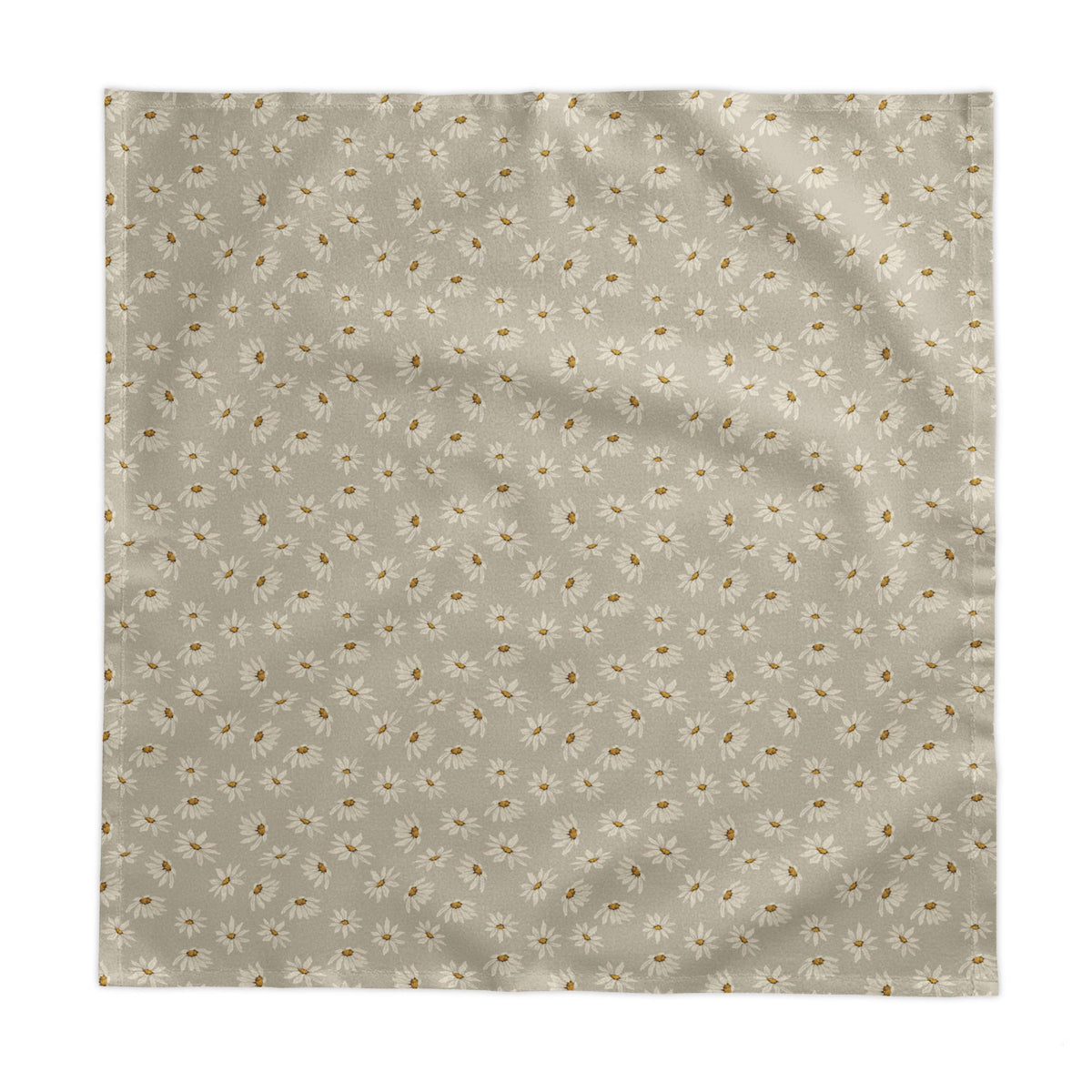 Daisy Print Cotton Tablecloth | Beige Floral Table Linen | Matches Our Daisy Napkins | Farmhouse & Wedding Decor | 58"×58" or 58"×102"