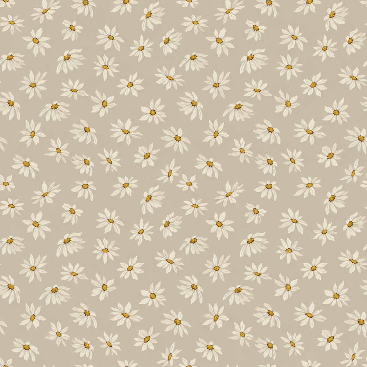 Hand-Painted Daisy Print Cotton Tablecloth: Beige Floral, Farmhouse Style (Available in 58"×58" or 58"×102")