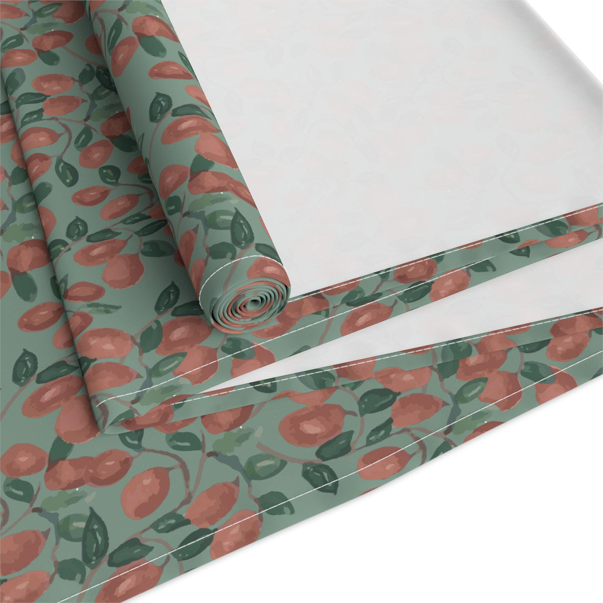 Cranberry Vine Table Runner | Sage Green Holiday Dining Decor | New England Berry Pattern | Festive Table Decor Gift
