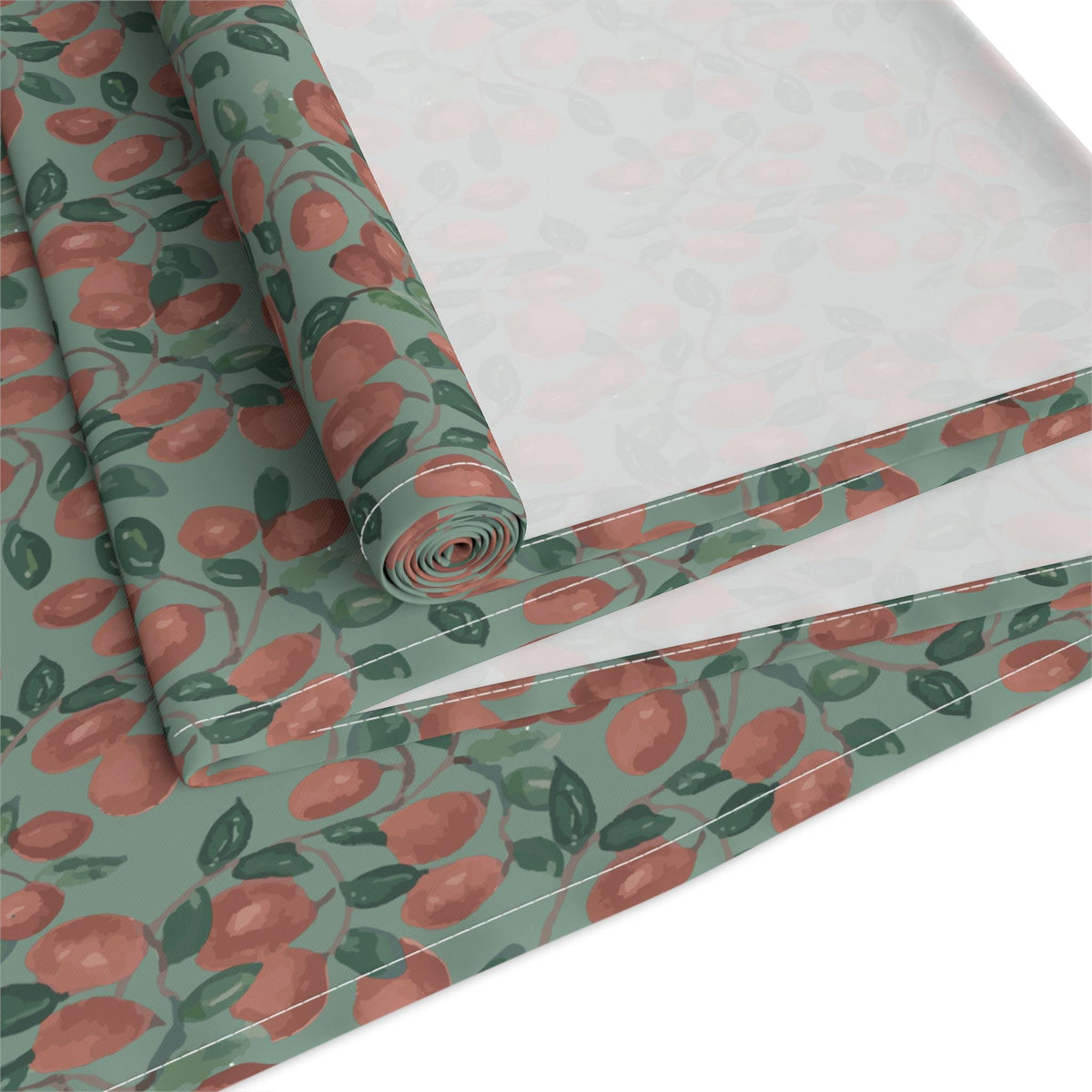 Cranberry Vine Table Runner | Sage Green Holiday Dining Decor | New England Berry Pattern | Festive Table Decor Gift