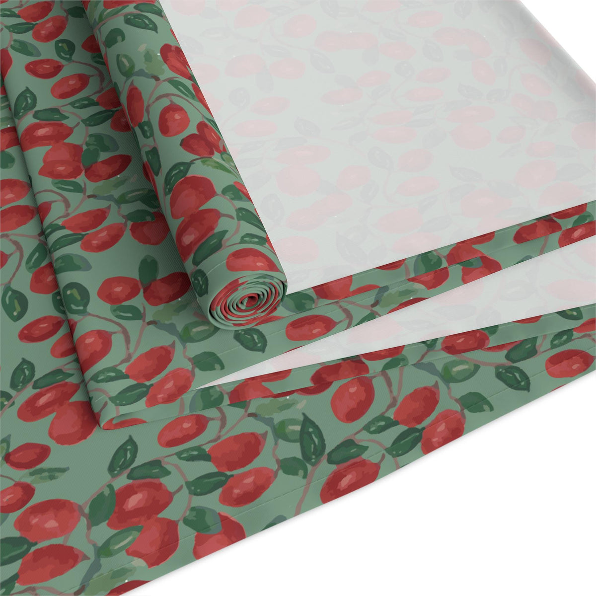 Cranberry Vine Table Runner | Sage Green Holiday Dining Decor | New England Berry Pattern | Festive Table Decor Gift