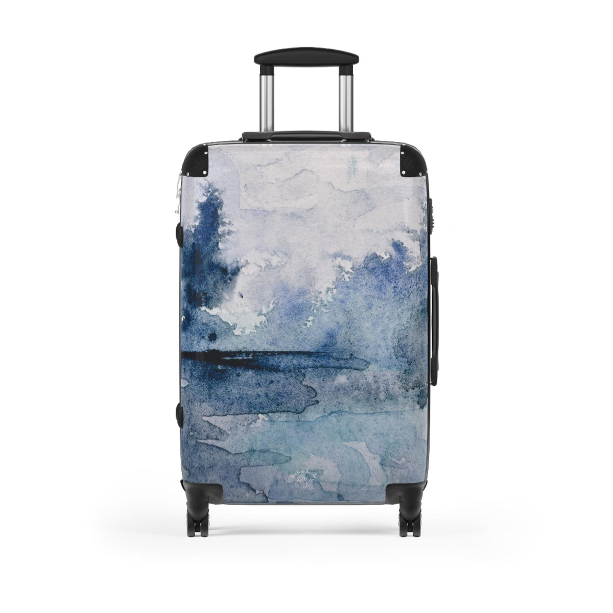 Watercolor Ocean Art Carry On Suitcase | Blue Indigo Seascape Luggage | Unique Artist Designed Travel Bag | Spinner Carry On