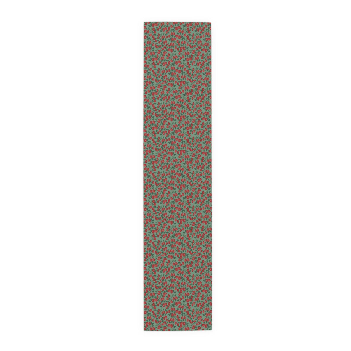 Cranberry Vine Table Runner | Sage Green Holiday Dining Decor | New England Berry Pattern | Festive Table Decor Gift