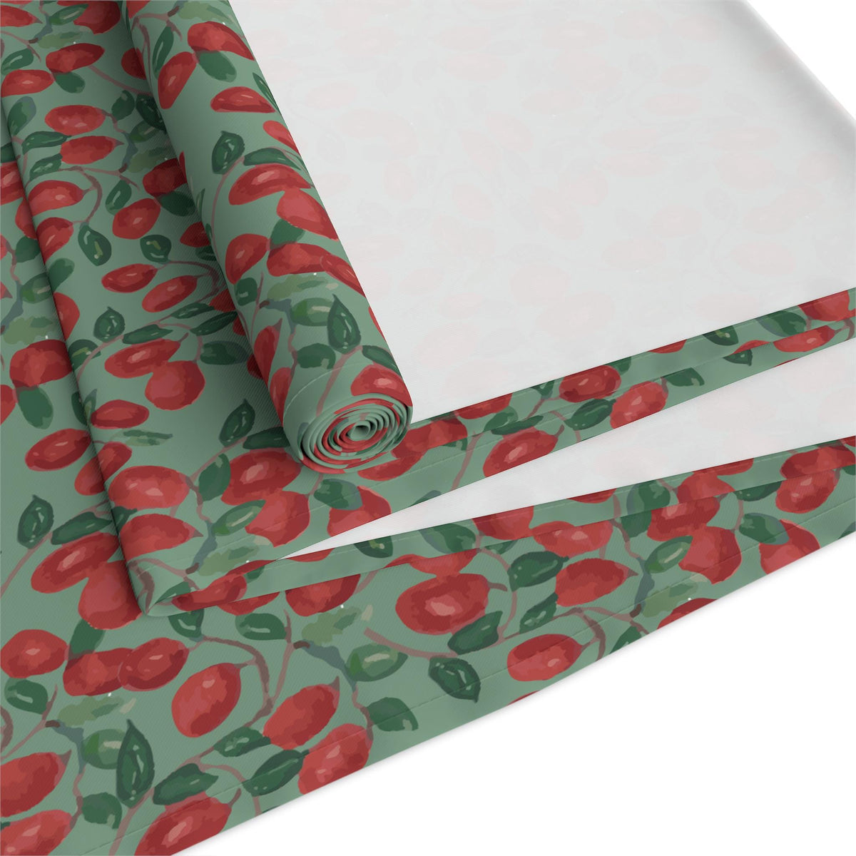 Cranberry Vine Table Runner | Sage Green Holiday Dining Decor | New England Berry Pattern | Festive Table Decor Gift