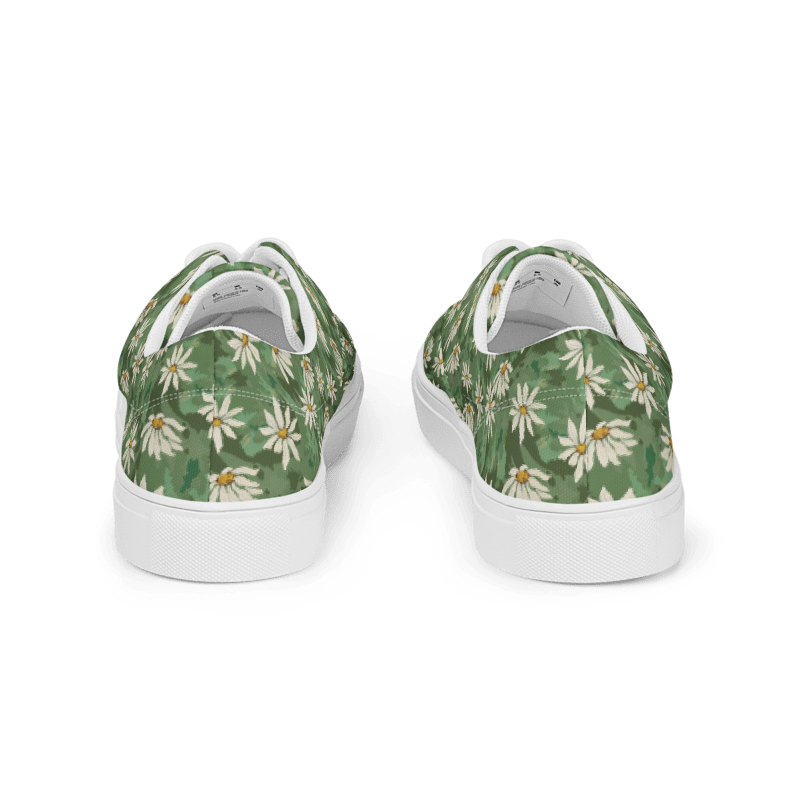 Daisy Meadow Canvas Sneakers – Green Floral Lace-Up Shoes