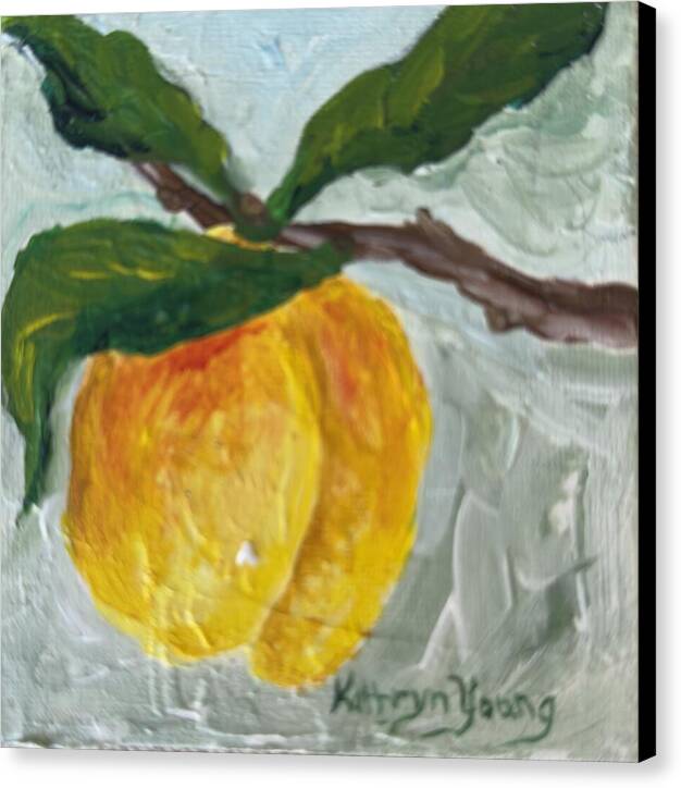 Ripe and Ready Peach Branch Canvas Print — Black wrap