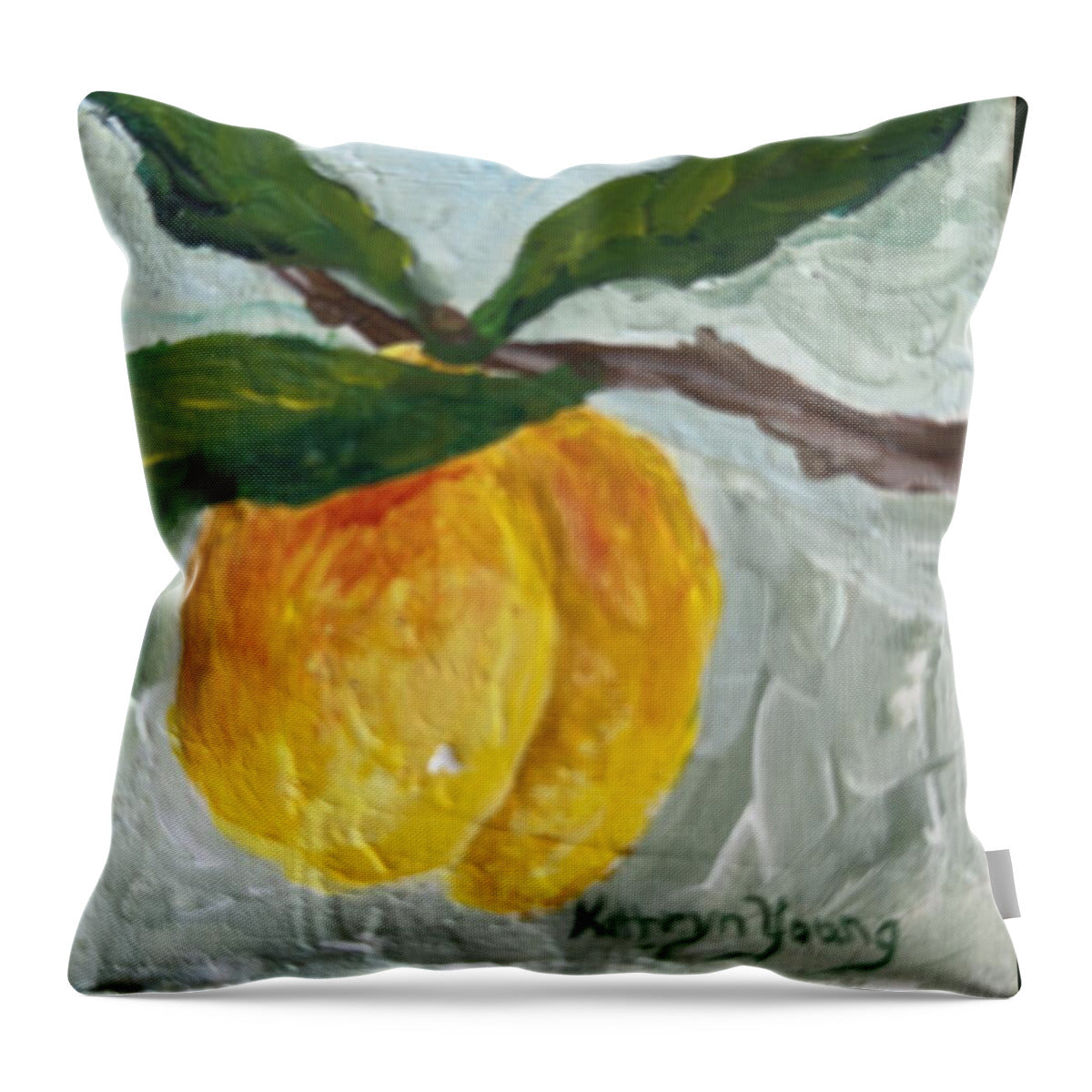 Ripe and Ready Peach Branch Throw Pillow — cover only, 20" x 20"
