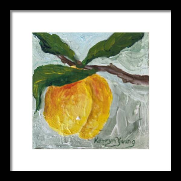 Ripe and Ready Peach Branch Framed Print — Black frame, White mat, 10" x 10"