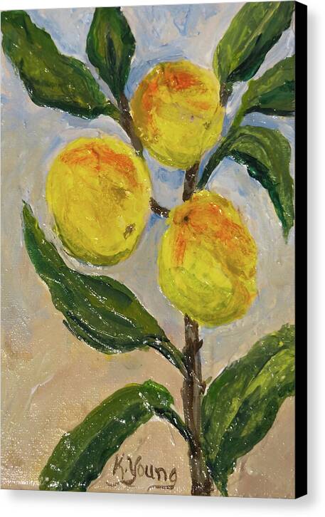 Soft Light in the Orchard Peach Branch Canvas Print — Black wrap