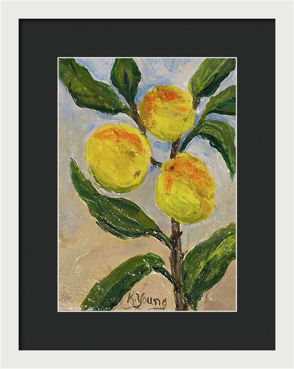 Soft Light in the Orchard Peach Branch Framed Print — White frame, Black mat, 8.5" x 12"