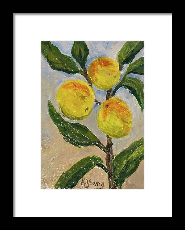 Soft Light in the Orchard Peach Branch Framed Print — Black frame, White mat, 7" x 10"