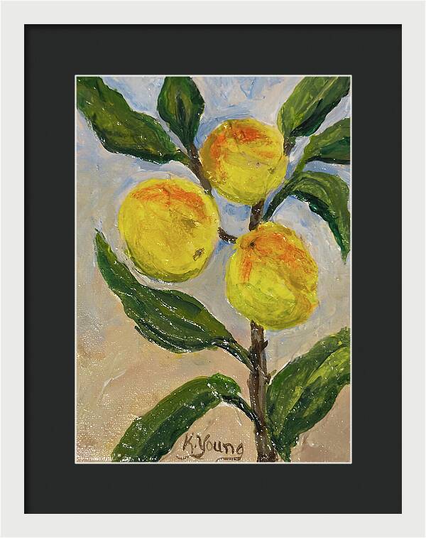 Soft Light in the Orchard Peach Branch Framed Print — White frame, Black mat, 10" x 14"