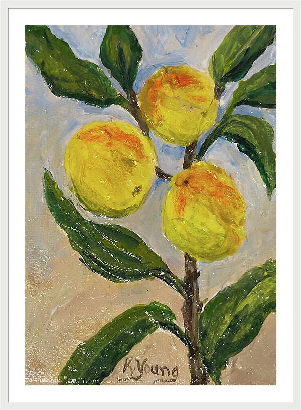 Soft Light in the Orchard Peach Branch Framed Print — White frame, White mat, 28" x 40"