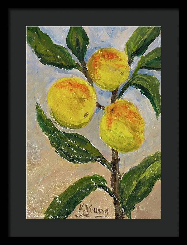 Soft Light in the Orchard Peach Branch Framed Print — Black frame, Black mat, 14" x 20"