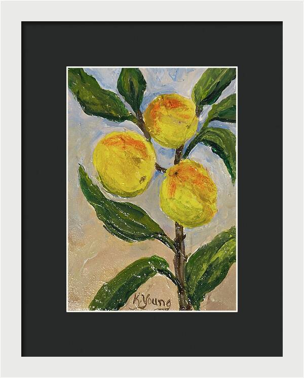 Soft Light in the Orchard Peach Branch Framed Print — White frame, Black mat, 7" x 10"