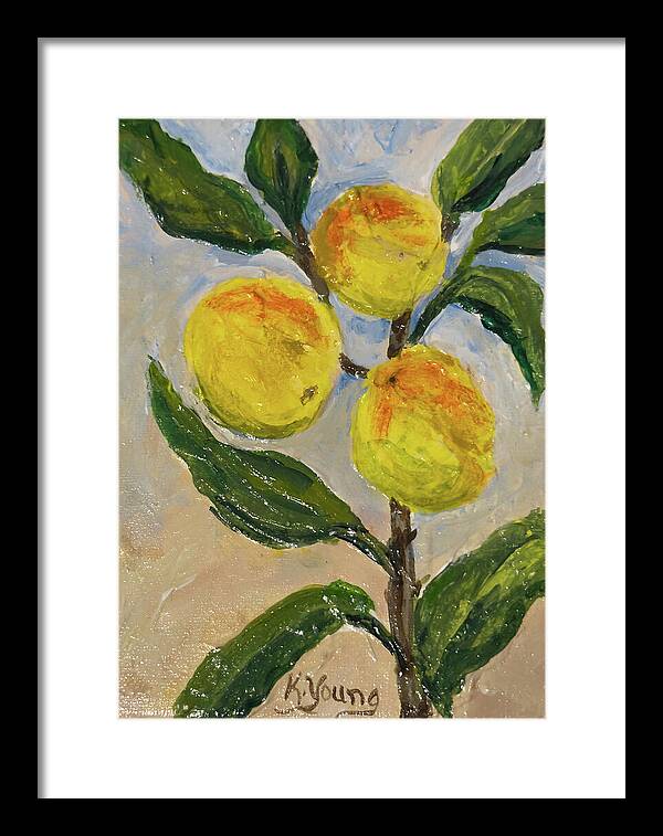 Soft Light in the Orchard Peach Branch Framed Print — Black frame, White mat, 10" x 14"