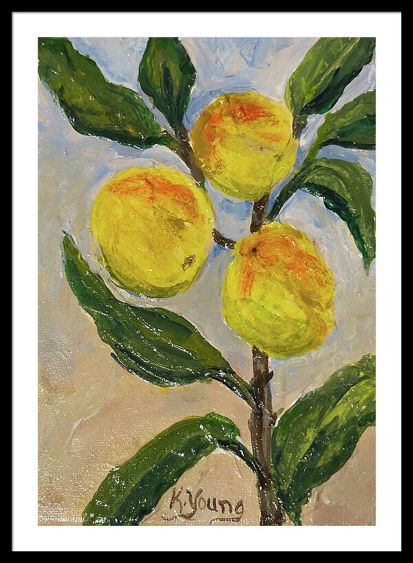 Soft Light in the Orchard Peach Branch Framed Print — Black frame, White mat, 25" x 36"