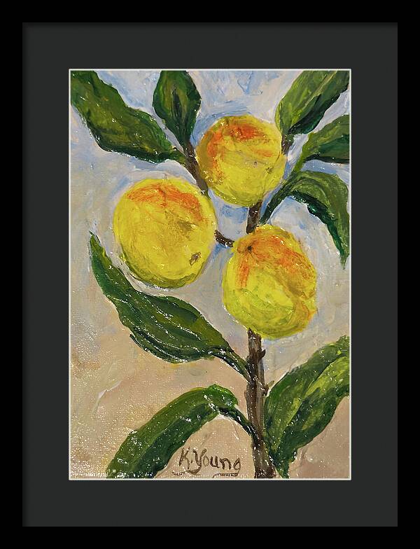 Soft Light in the Orchard Peach Branch Framed Print — Black frame, Black mat, 11" x 16"