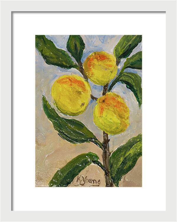 Soft Light in the Orchard Peach Branch Framed Print — White frame, White mat, 8.5" x 12"