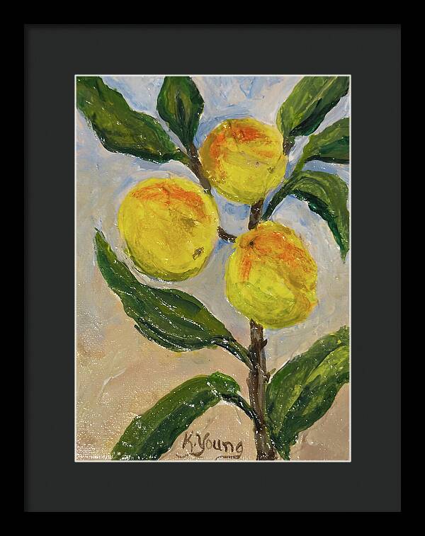 Soft Light in the Orchard Peach Branch Framed Print — Black frame, Black mat, 10" x 14"