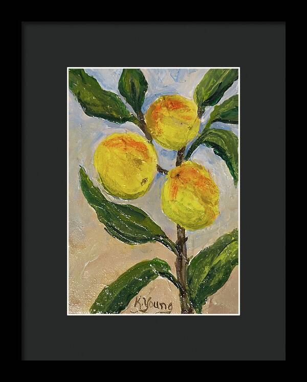 Soft Light in the Orchard Peach Branch Framed Print — Black frame, Black mat, 7" x 10"