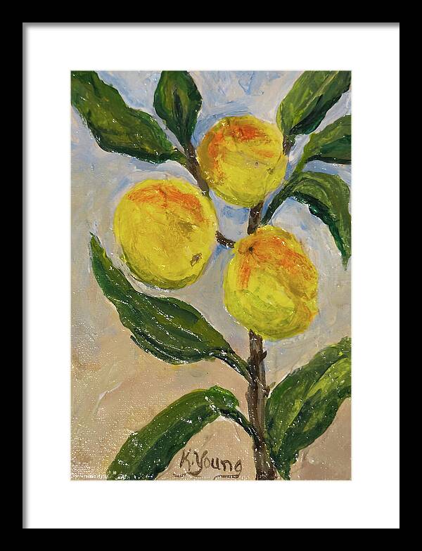 Soft Light in the Orchard Peach Branch Framed Print — Black frame, White mat, 11" x 16"
