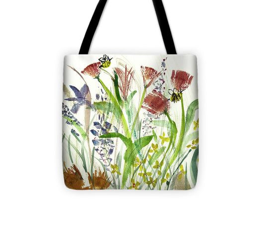 Vibrant Wildflowers and Bumblebees - Tote Bag