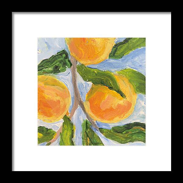 Where the Sun Found Them Peach Branch Framed Print — Black frame, White mat, 8" x 8"