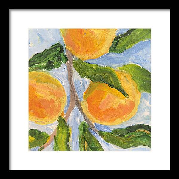 Where the Sun Found Them Peach Branch Framed Print — Black frame, White mat, 12" x 12"