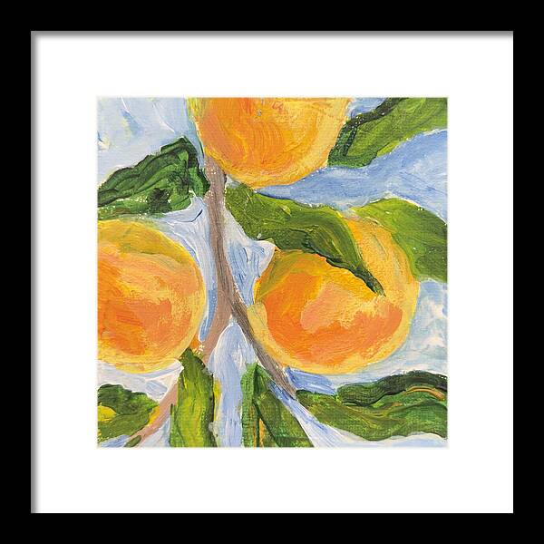 Where the Sun Found Them Peach Branch Framed Print — Black frame, White mat, 10" x 10"