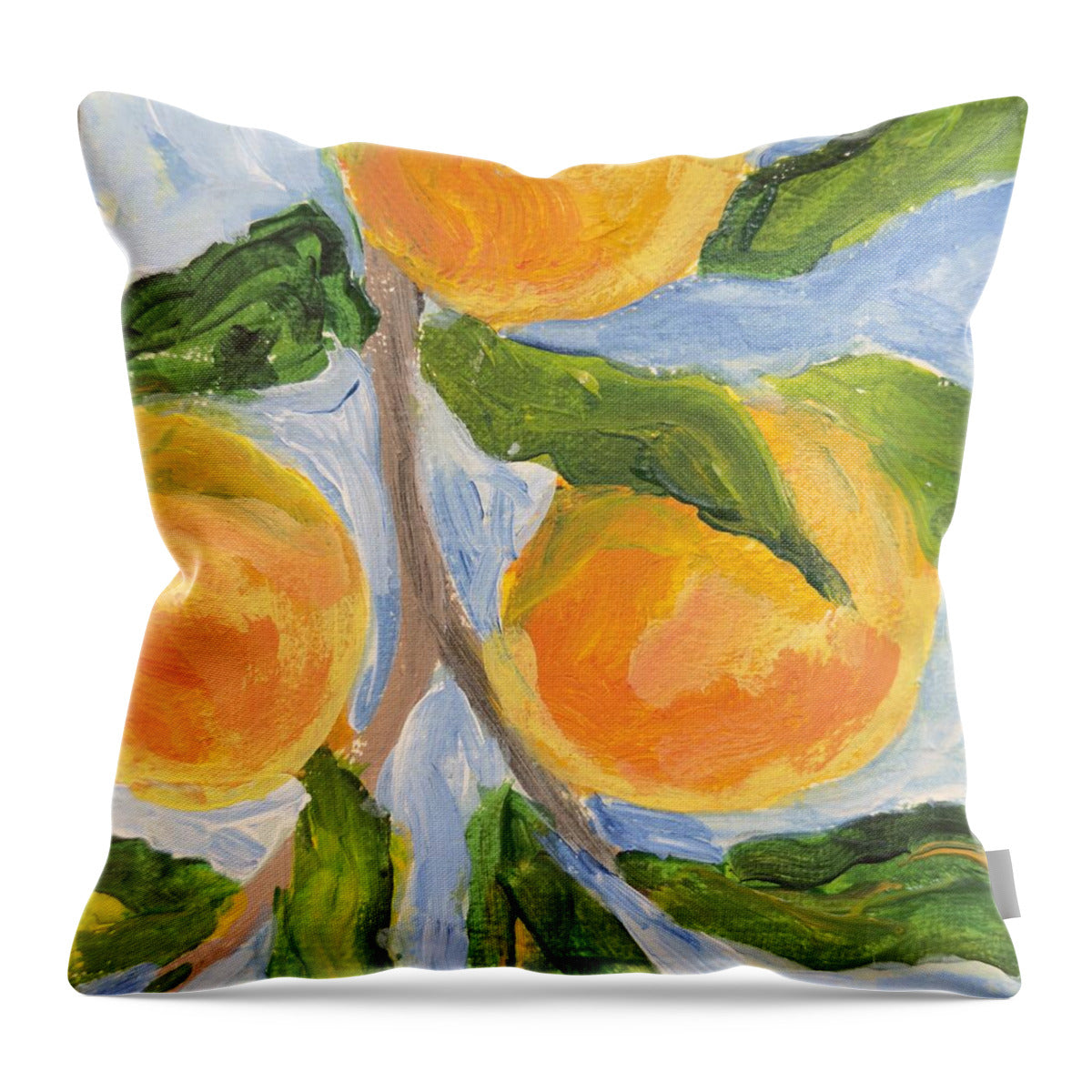 Where the Sun Found Them Peach Branch Throw Pillow — cover only, 16" x 16"