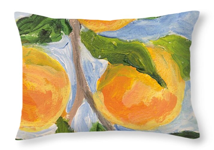 Where the Sun Found Them Peach Branch Throw Pillow — with pillow insert, 20" x 14"