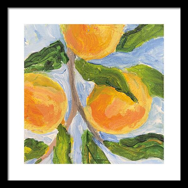 Where the Sun Found Them Peach Branch Framed Print — Black frame, White mat, 16" x 16"