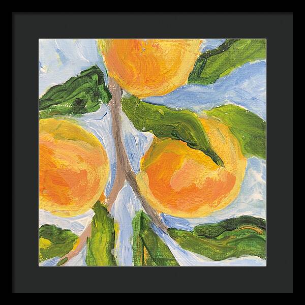 Where the Sun Found Them Peach Branch Framed Print — Black frame, Black mat, 16" x 16"