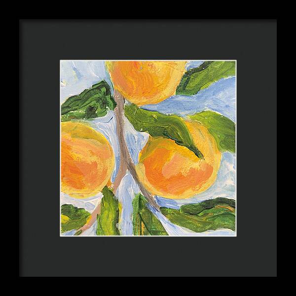 Where the Sun Found Them Peach Branch Framed Print — Black frame, Black mat, 8" x 8"